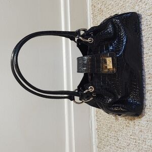 Isabella Adams Black Faux Alligator Leather Purse